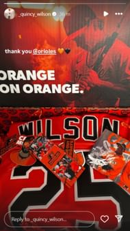 Quincy Wilson receives gift from Baltimore Orioles; Instagram - @_quincy_wilson